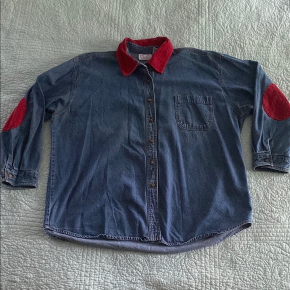 Vintage Blue and Red Button Down Shirt - Picture 1 of 4